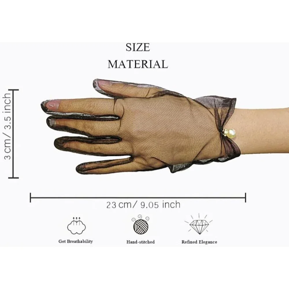 Women's Lavender Evening Pearl Short Gloves Wedding Dance Party Tea Accessories